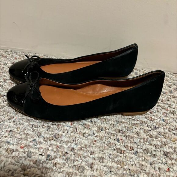 Shoes of Prey Black Suede Leather Bow Ballet Flat- Size 8.5 W - Picture 5 of 11